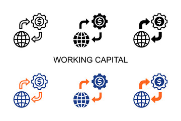 Working Capital Icon Multi Style Vector Illustration
