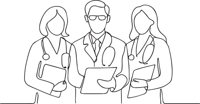 Medical Professionals United: A stylized illustration depicting a dedicated medical team, each figure embodying care, expertise, and commitment to patient well-being, ready to heal.