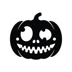 Black silhouette of a happy halloween jack o lantern pumpkin