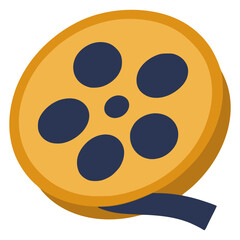 Film reel movie cinema flat color vector illustration template design