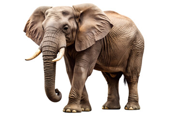 Fototapeta premium Majestic african elephant standing isolated on transparent background