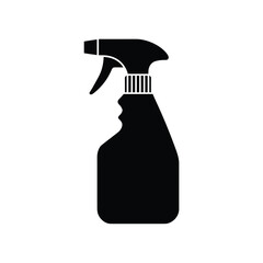Black silhouette of a spray bottle on a white background