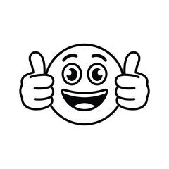 Happy smiley face emoji giving two thumbs up gesture