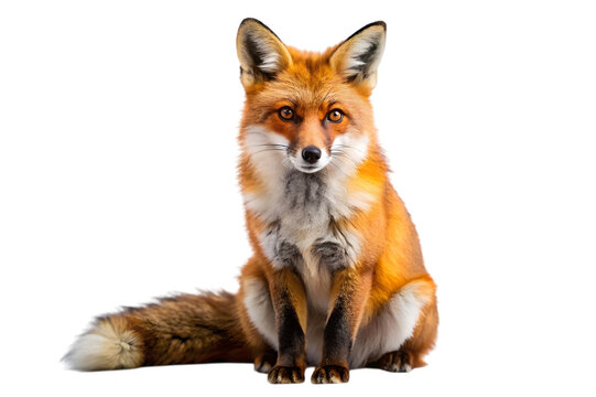 Red fox sitting isolated on transparent background