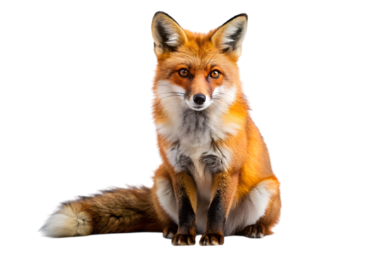 Red fox sitting isolated on transparent background