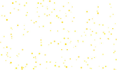 Abstract background with scattered yellow and gold dots, creating a sparkling, festive, and light bokeh effect on a clean white backdrop, isolated on