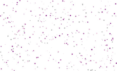 Vibrant yet delicate pattern of small, scattered pink and purple dots creating a lively, abstract texture, ideal for festive and dynamic visual content, isolated on