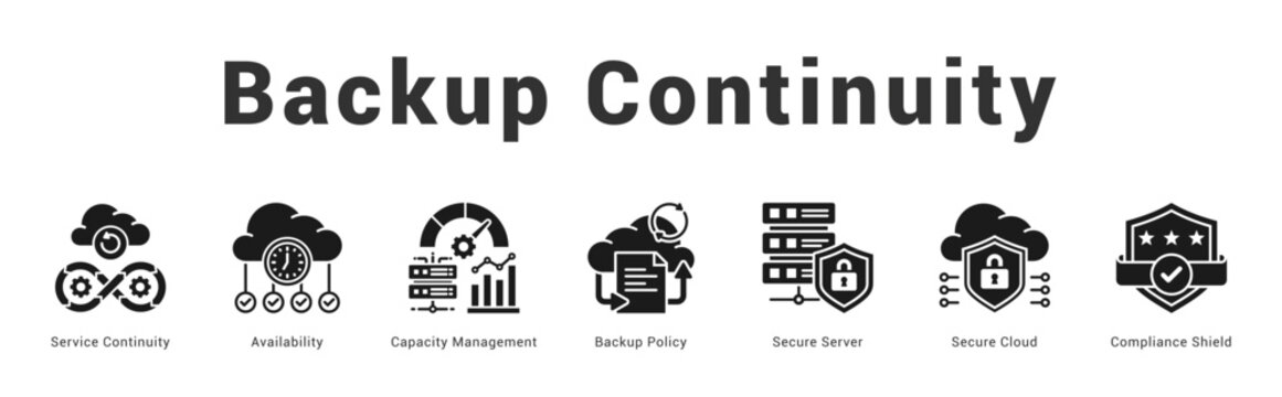 Backup Continuity Modern and clean web banner illustration featuring thematic icons for visual communication