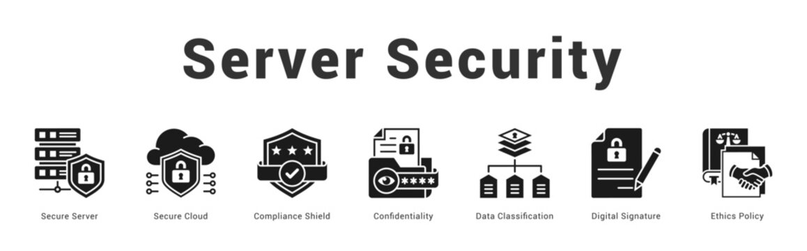 Server Security Modern and clean web banner illustration featuring thematic icons for visual communication
