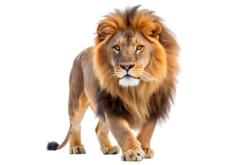 Obraz premium Majestic lion walking isolated on transparent background