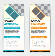 Back to school excitement marketing school and collage admission social media promotion education rollup