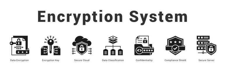 Encryption System Modern and clean web banner illustration featuring thematic icons for visual communication