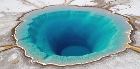 Grand Prismatic Spring at Yellowstone Vibrant colors reflecting in steam, showcasing geothermal wonder without human presence. Aerial view of the Grand Prismatic Spring in Yellowstone National Park.