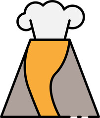 Icon of a volcano erupting with smoke, showing a natural geological event of great magnitude