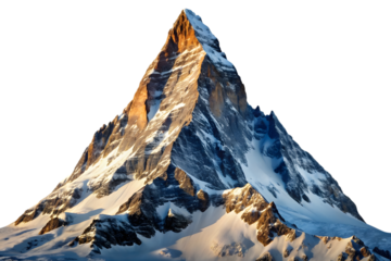 Majestic mountain peak isolated on transparent background