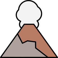 Volcanic Eruption Icon Illustrating a Mountain Emitting Smoke and Ash into the Atmosphere