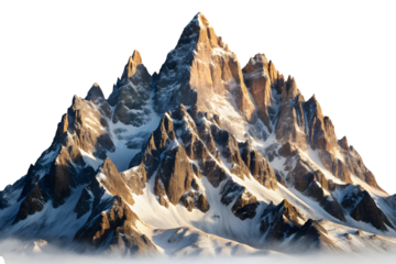 Snowy mountain peak isolated on transparent background