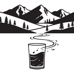  Steaming Glass of Nature's Brew Mountain and Pine Valley Landscape Reflection.