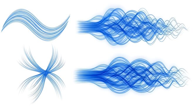 Abstract blue wavy lines and a starburst shape on white background curves - Powered by Adobe