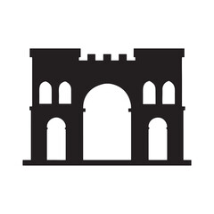 Vector illustration of the ancient Roman stone architecture archway entrance, gate, and window