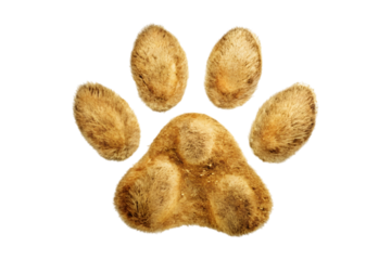 Golden paw print isolated on transparent background