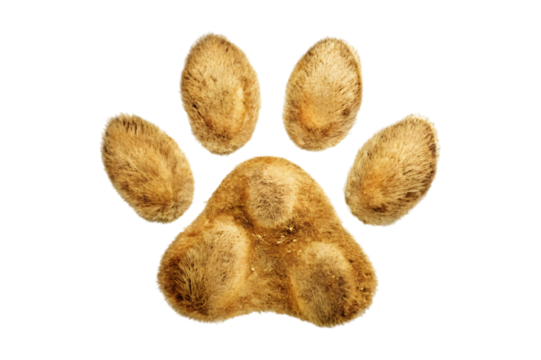 Golden paw print isolated on transparent background