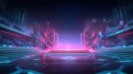 Abstract futuristic stage with lights