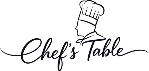 Chef's Table logo with chef hat and script text on white background culinary cooking