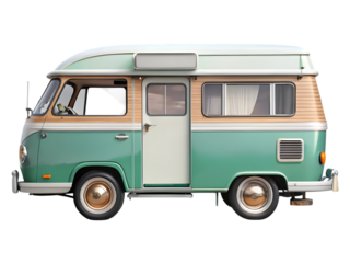 Vintage camper van isolated on transparent background