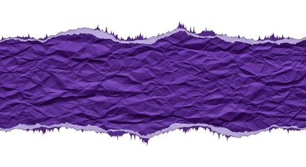 Torn Purple Crumpled Paper with Jagged Edges on White Background torn paper purple paper