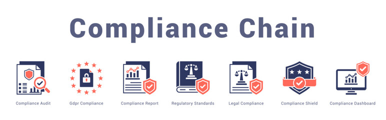 Compliance Chain Modern and clean web banner illustration featuring thematic icons for visual communication