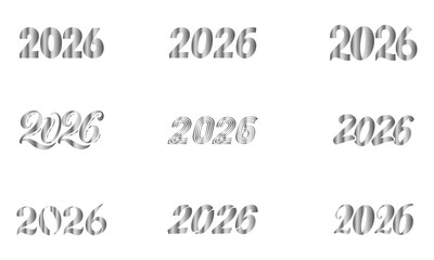 Set Of Silver 2026 New Year , happy New Year 2026 number collection, Simple Icon Vector Design, best used for presentation, application, web and banner