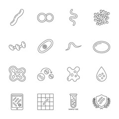 Explore the fascinating world of microbiology with this illustration showcasing diverse microorganism shapes and structures, perfect for science education and research visuals