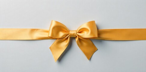 Golden Ribbon of Achievement A single, perfectly tied, lustrous golden satin ribbon forming an elegant bow. The ribbon is sharply focused with a subtle sheen, set against a clean, soft, minimalist