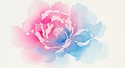 Abstract watercolor bloom with delicate pink and blue hues