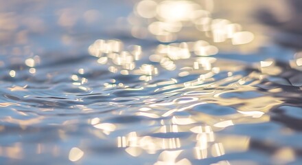 Sparkling sunlight reflecting on rippling water surface abstract background