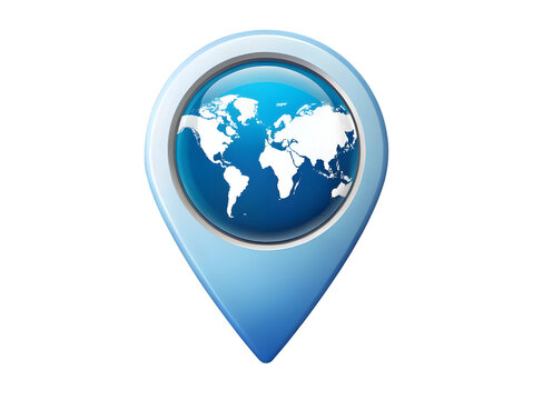 World map location pin isolated on transparent background
