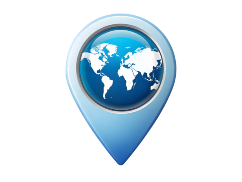 World map location pin isolated on transparent background