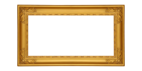Ornate Golden Picture Frame with Transparent Background