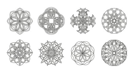 Artistic rendition of geometrically complex abstract floral pattern designs or mandala art