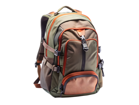 Hiking backpack isolated on transparent background