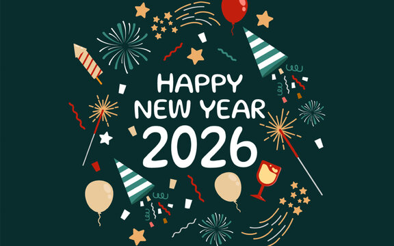Card to celebrate happy new year 2026