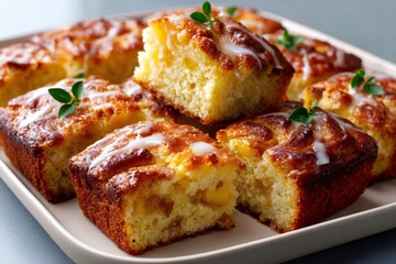 Lemon pound cake dessert pieces with white glaze