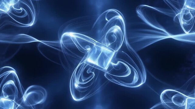 Seamless Loop: Abstract Qubits Dynamically Shifting States in Cold Deep Blue Quantum Void