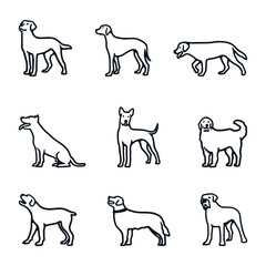 Line Art Dog Breeds Set collection