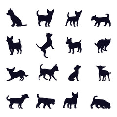 Dog Silhouette Collection Playful Poses and Actions