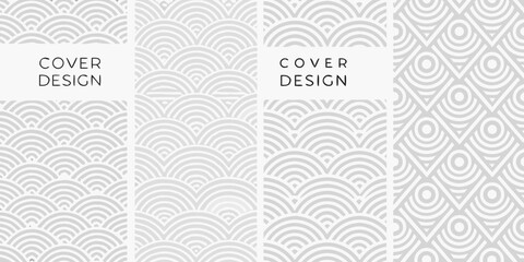 Subtle gray japanese wave pattern backgrounds for cover designs and more