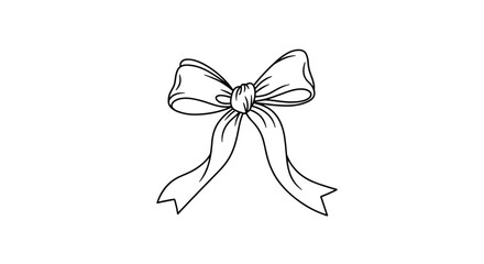 Naklejka premium Elegant hand-drawn bow for gifting, crafting or design projects, adding a touch of sophistication and charm to your creative endeavors today!