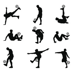 Dynamic Soccer Freestyle Skills Silhouettes Set