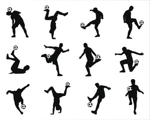Dynamic Soccer Freestyle Trick Silhouettes Set